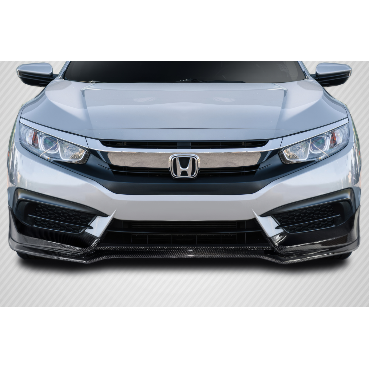 Modify your Honda Civic 2016 with our Exterior/Front Bumpers or Lips - Front view angle of a Honda Civic part