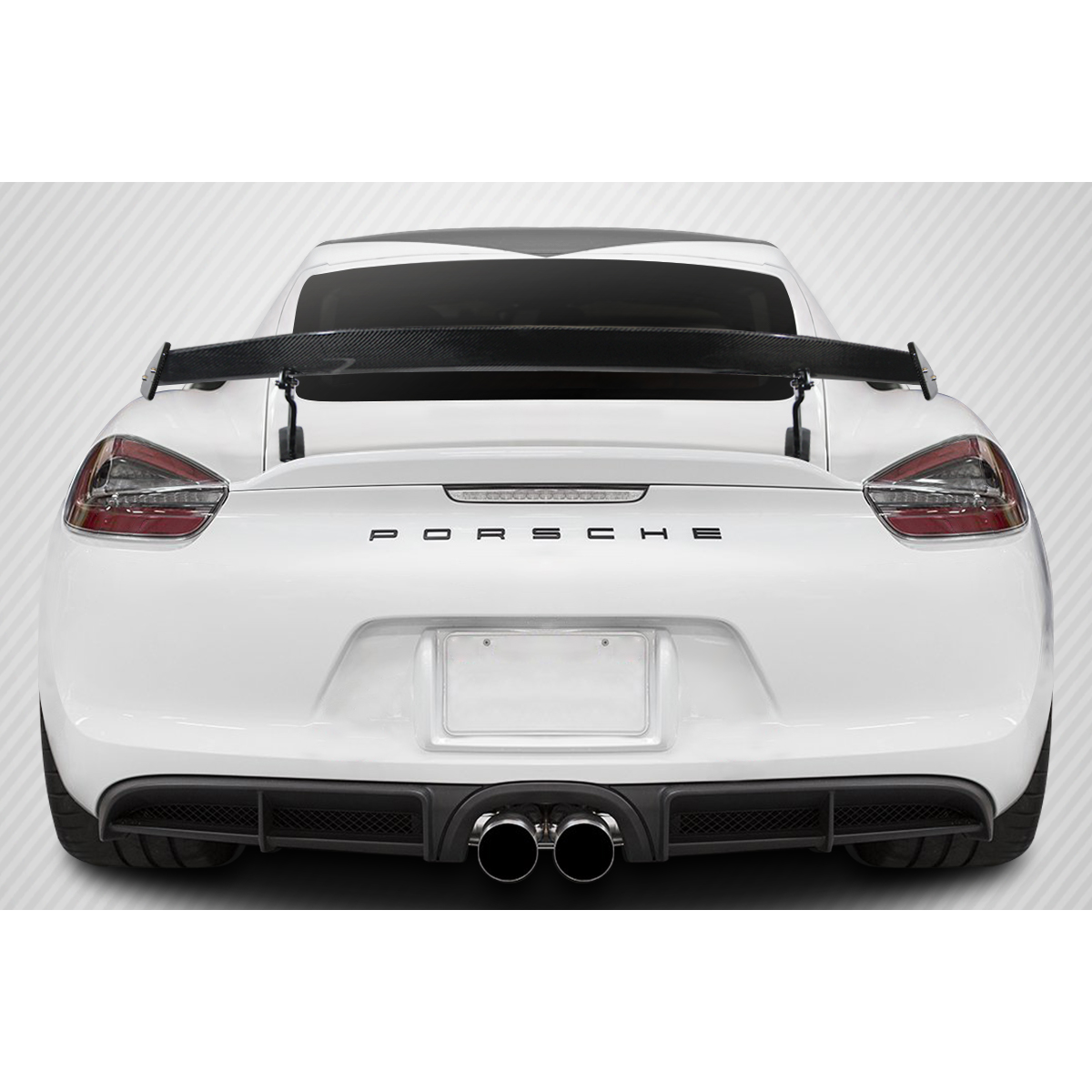 Modify your Porsche Cayman 2014 with our Exterior/Wings - Rear angle showing rear wing and dual exhausts