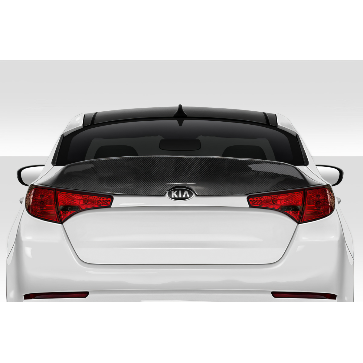 Modify your KIA Optima 2011 with our Exterior/Wings - Rear view showing carbon fiber spoiler at an angle