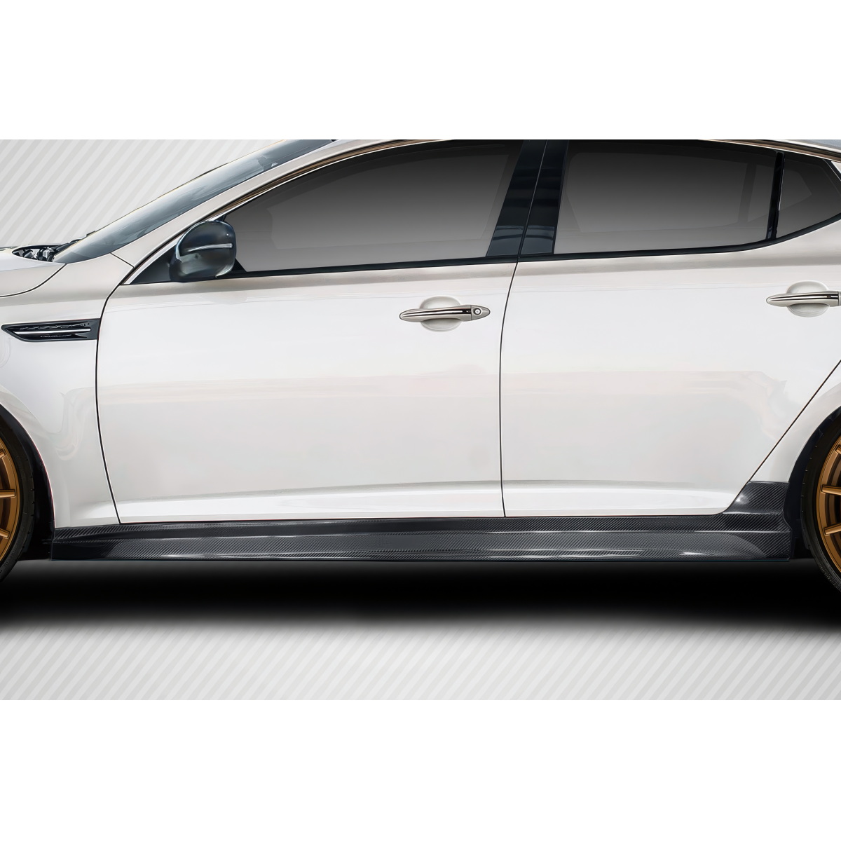 Modify your KIA Optima 2011 with our Exterior/Side Skirts - Side view angle of a Kia Optima