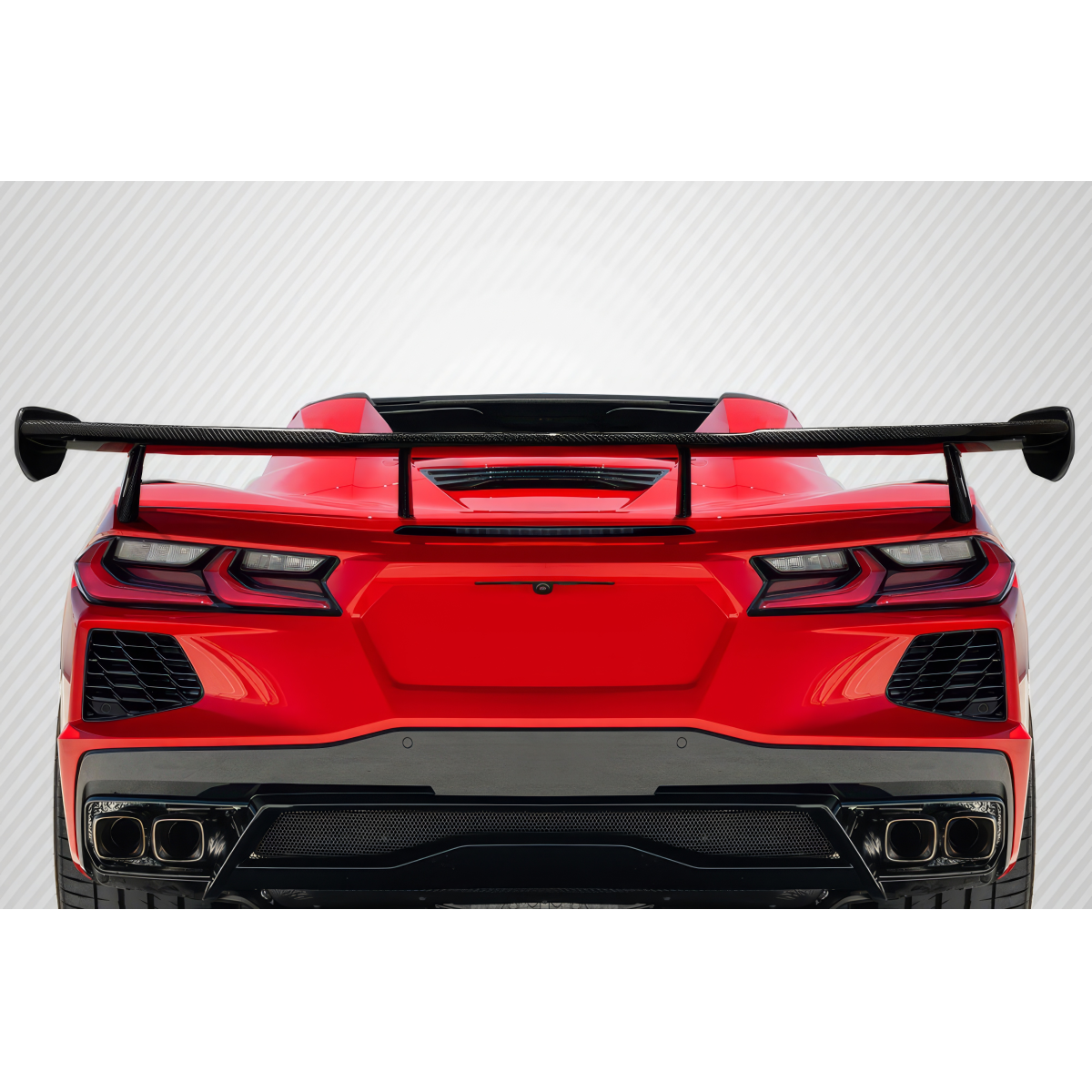 Modify your Chevrolet Corvette 2020 with our Exterior/Wings - Rear view angle of the vehicle showcasing the wing