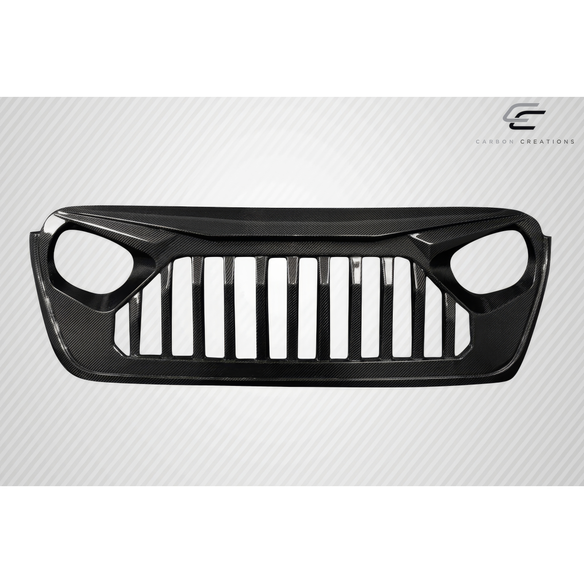 Modify your Jeep Gladiator 2019 with our Exterior/Grilles - Front view of carbon fiber grille with vertical slats