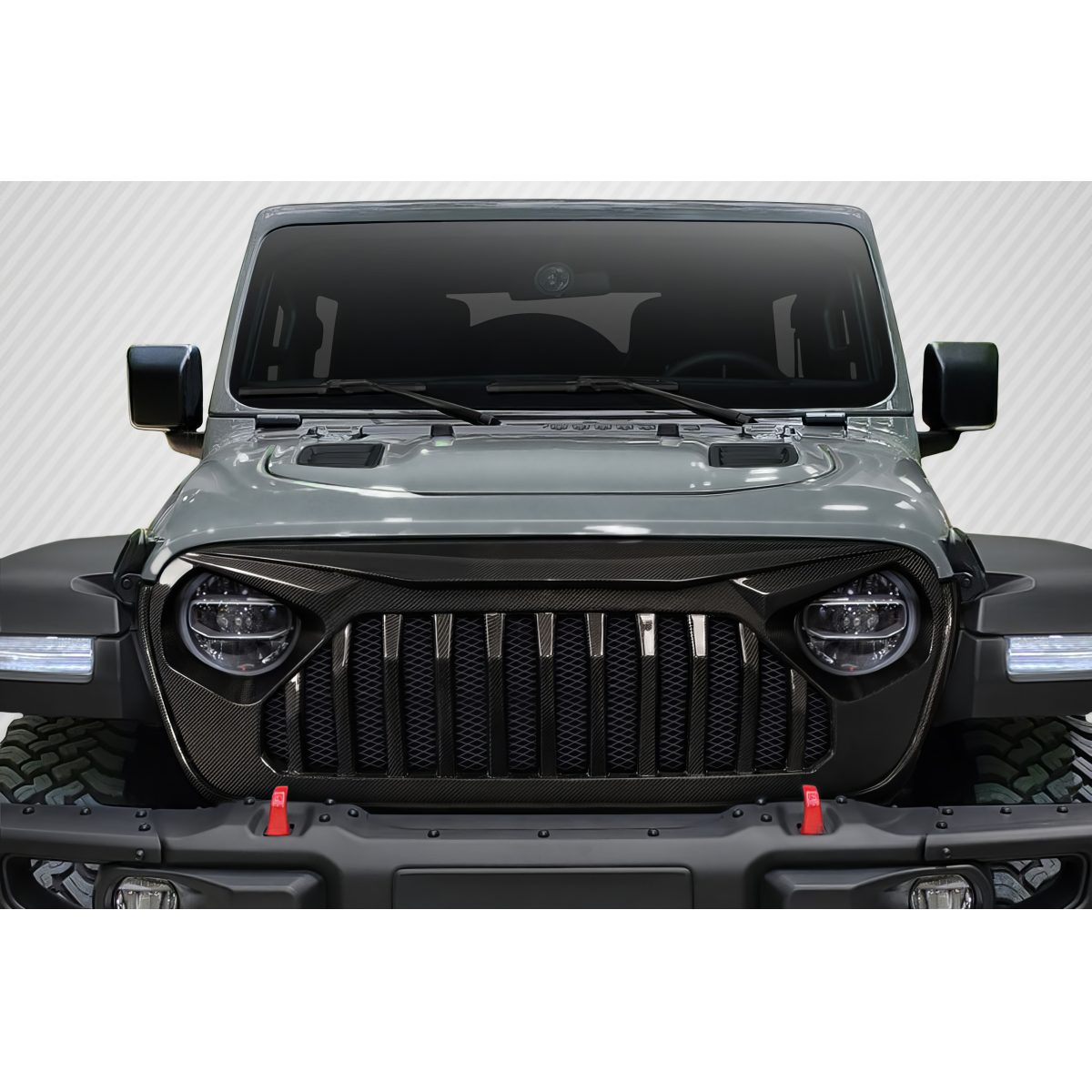 Modify your Jeep Gladiator 2019 with our Exterior/Grilles - Front view of the vehicle showing grille part