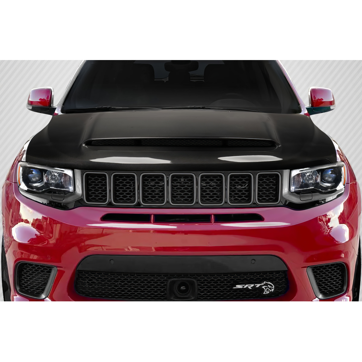 Modify your Jeep Cherokee 2011 with our Exterior/Hoods - Front view of the vehicle hood