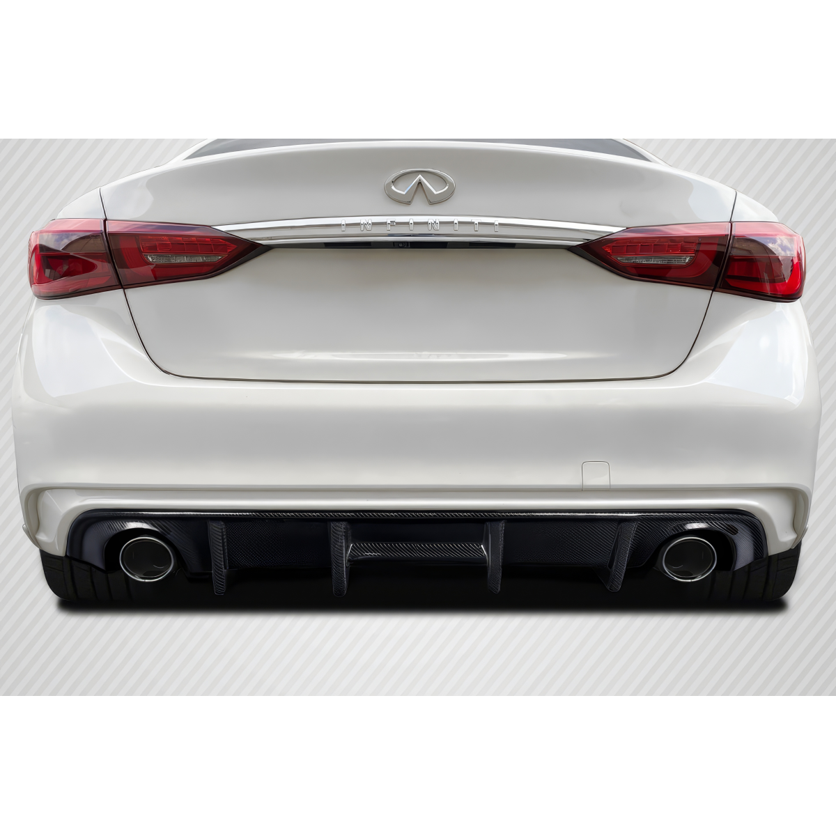 Modify your Infiniti Q50 2018 with our Exterior/Diffusers - Rear view angle of the car part shown