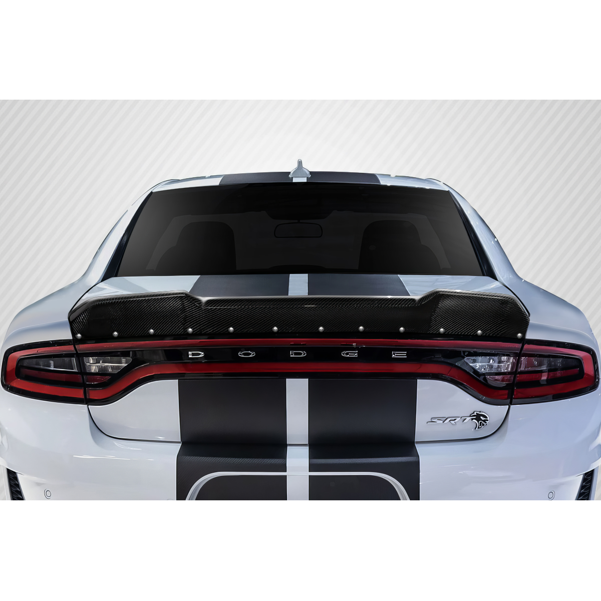 Modify your Dodge Charger 2015 with our Exterior/Wings - Rear view of vehicle showing wing angle from behind