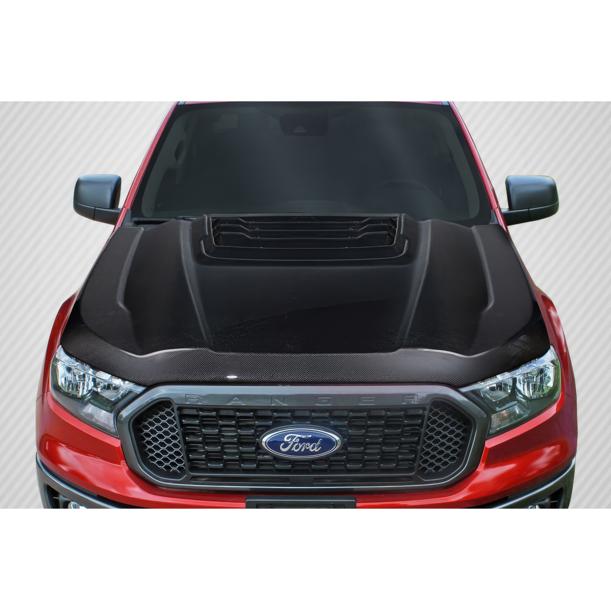 Modify your Ford Ranger 2019 with our Exterior/Hoods - Top view of hood at a straight angle