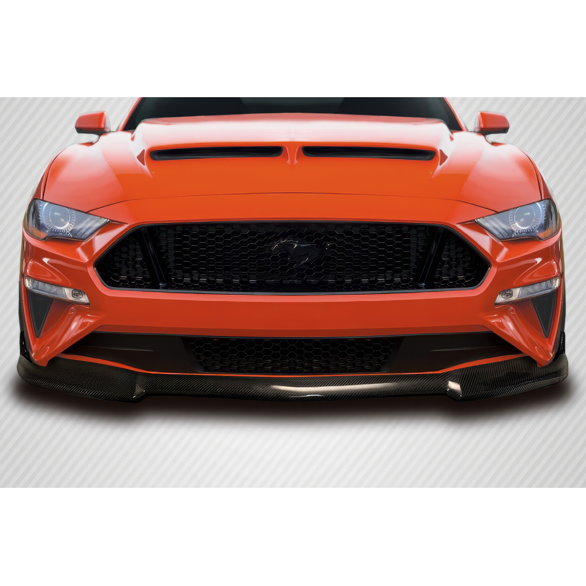 Modify your Ford Mustang 2018 with our Exterior/Front Bumpers or Lips - Front view at eye level angle