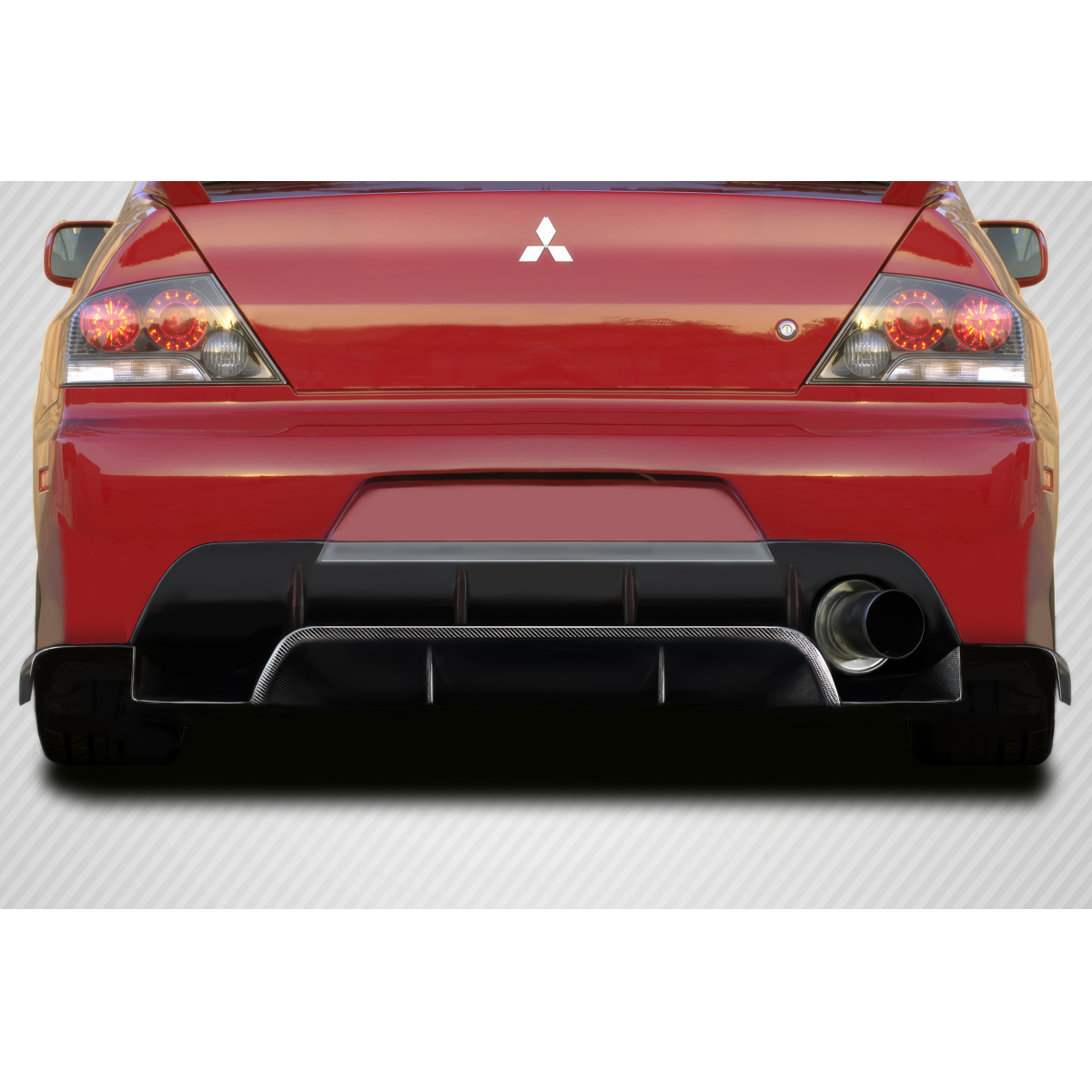 Modify your Mitsubishi Evolution 2003 with our Exterior/Diffusers - Rear view of vehicle part from a straight angle