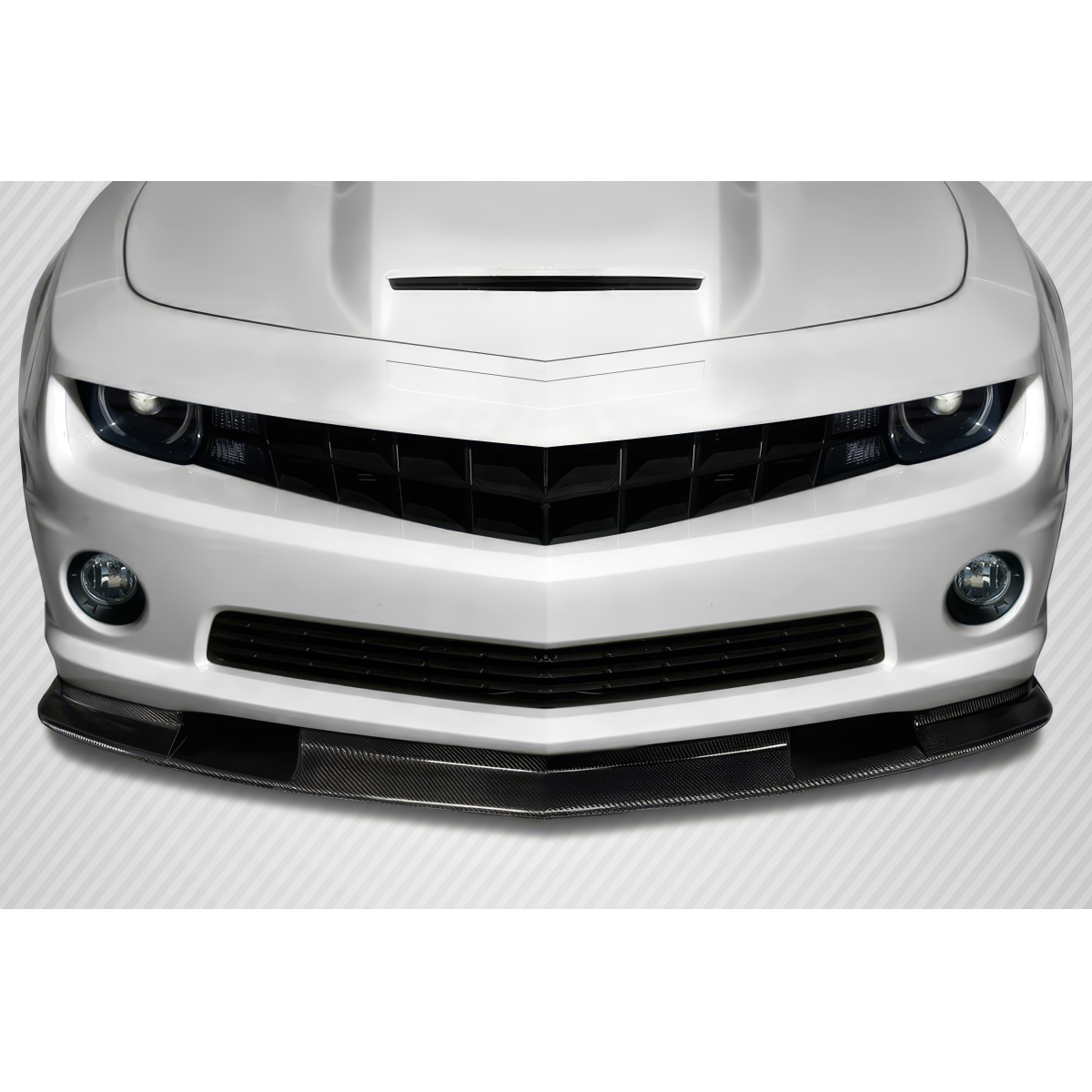 Modify your Chevrolet Camaro 2010 with our Exterior/Front Bumpers or Lips - Front view angle showing carbon fiber front lip