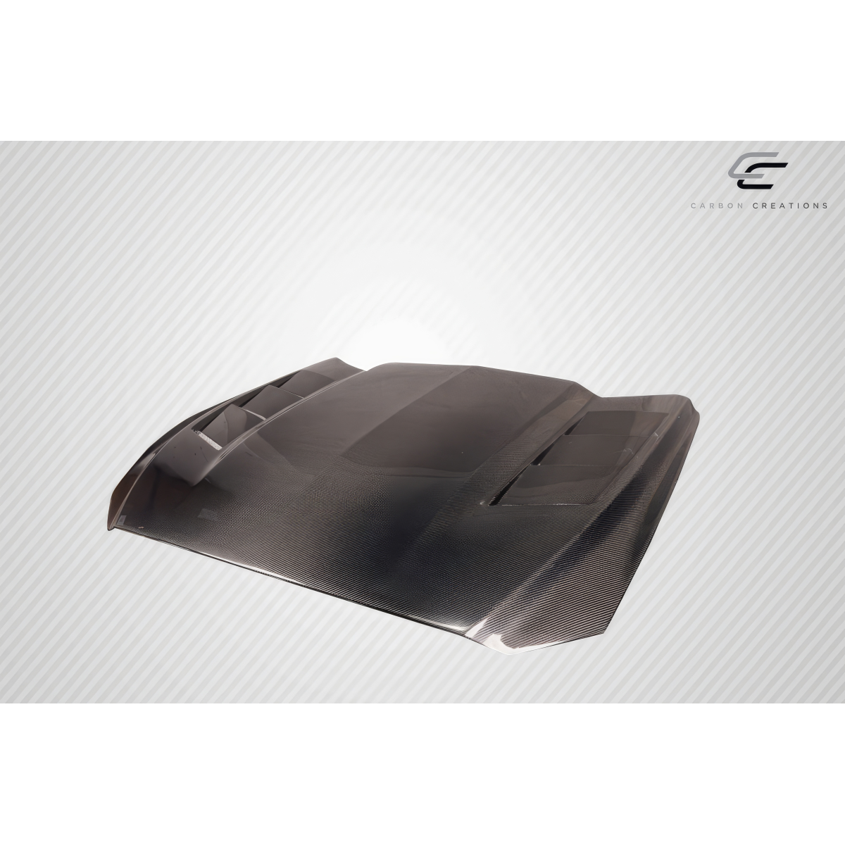 Modify your Ford Mustang 2015 with our Exterior/Hoods - Part viewed from a slight angle from the front