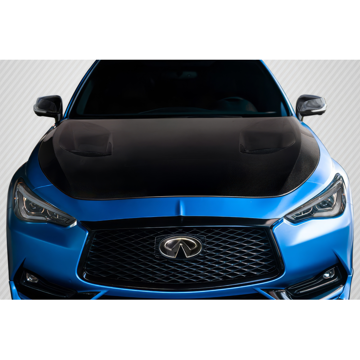 Modify your Infiniti Q60 2016 with our Exterior/Hoods - Viewed from the front at a slight angle