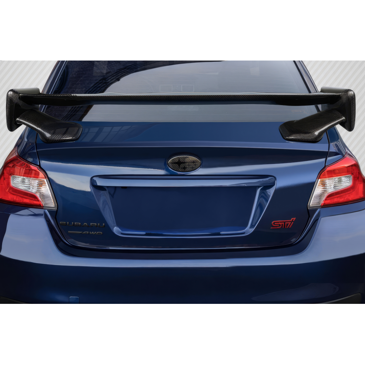 Modify your Subaru Impreza 2015 with our Exterior/Wings - Rear view showing carbon fiber rear wing spoiler