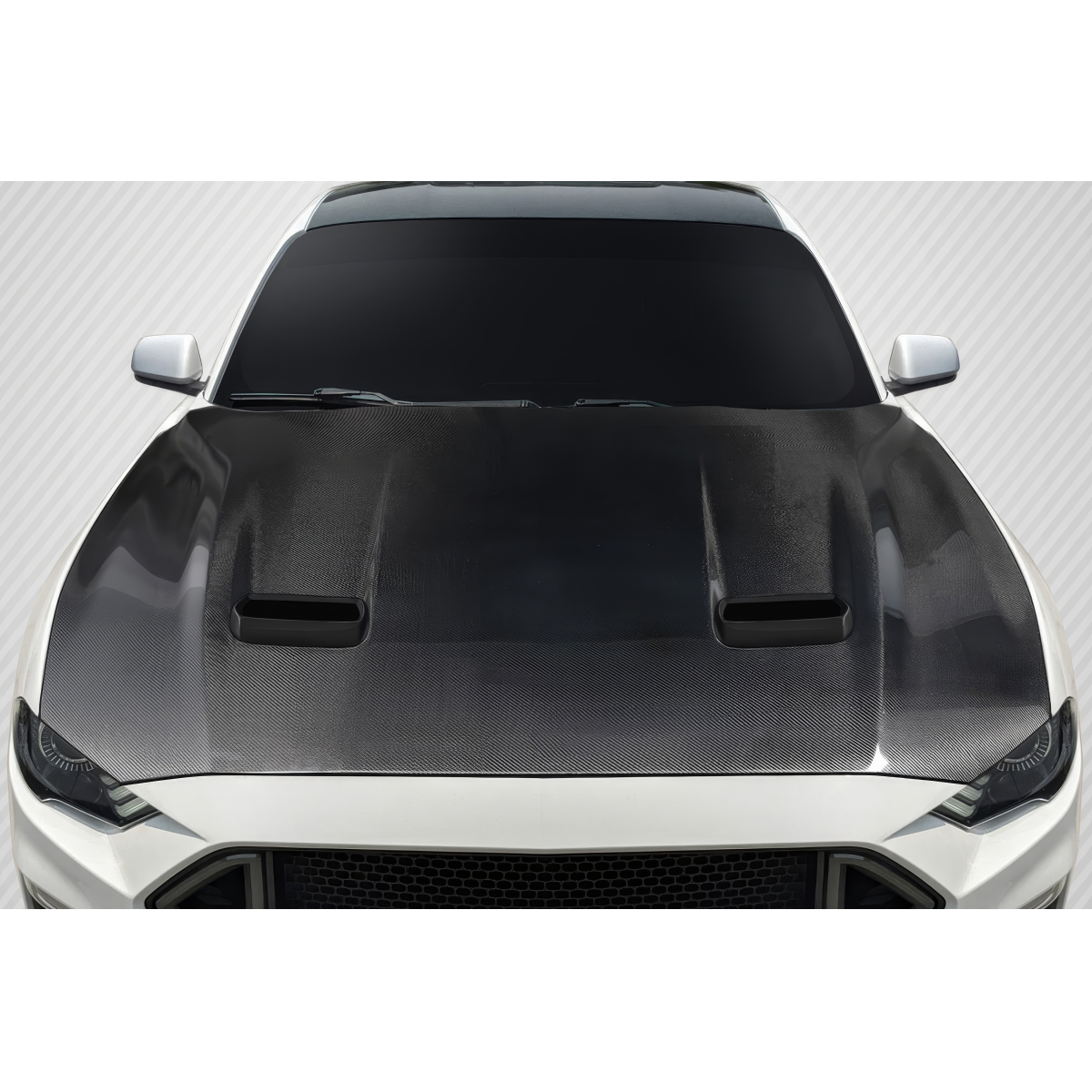 Modify your Ford Mustang 2018 with our Exterior/Hoods - View from above showcasing the hood design