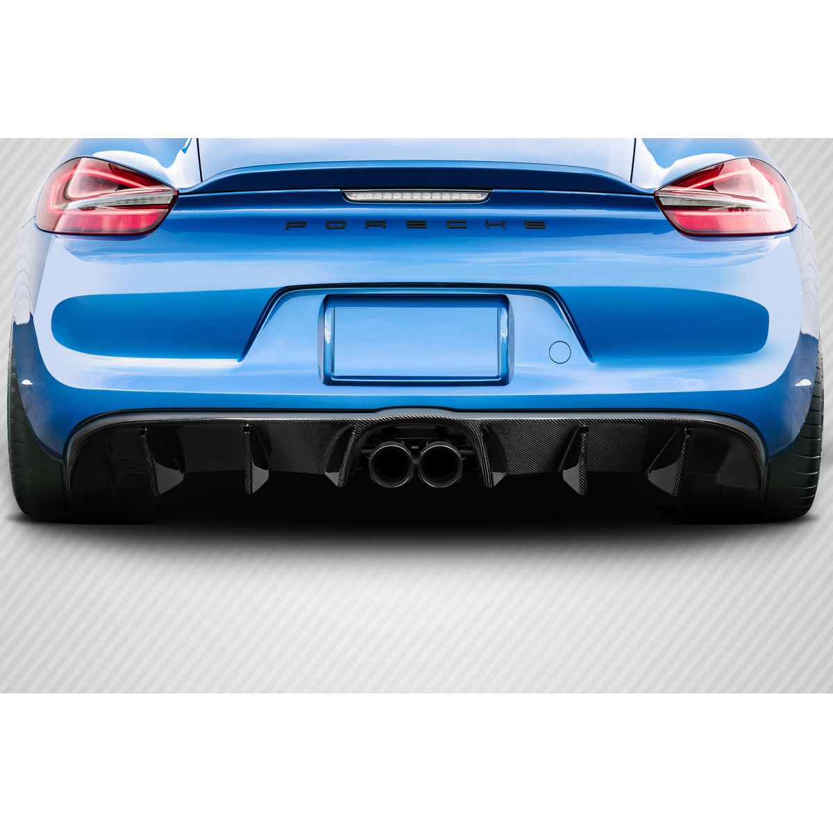 Modify your Porsche Cayman 2014 with our Exterior/Diffusers - Rear angle view of the car showcasing the diffuser