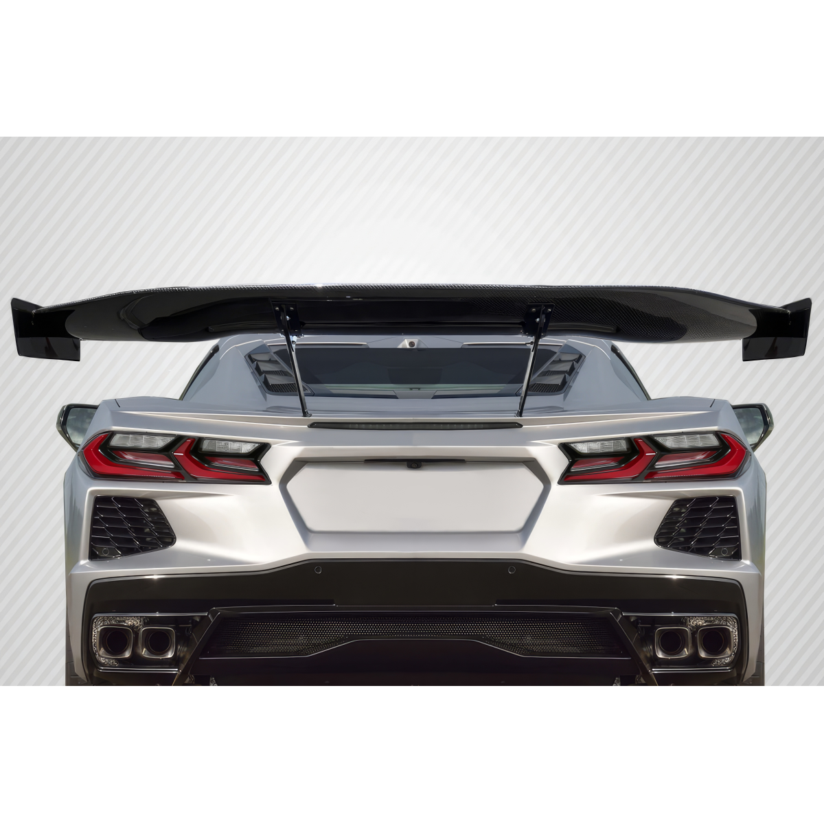 Modify your Chevrolet Corvette 2020 with our Exterior/Wings - Rear view of a car with high wing angle