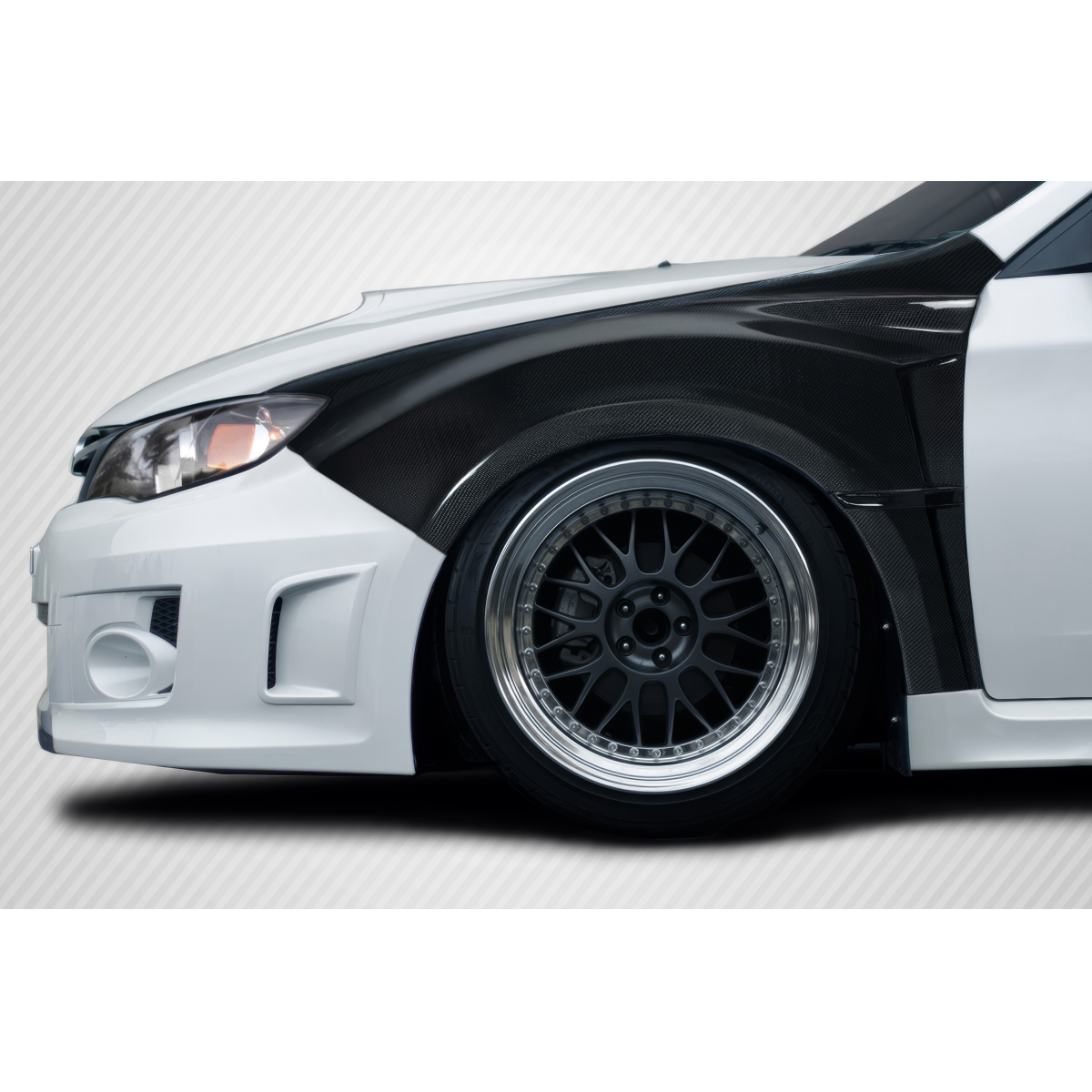 Modify your Subaru Impreza 2008 with our Exterior/Fenders - Front angle of a white Subaru Impreza fender