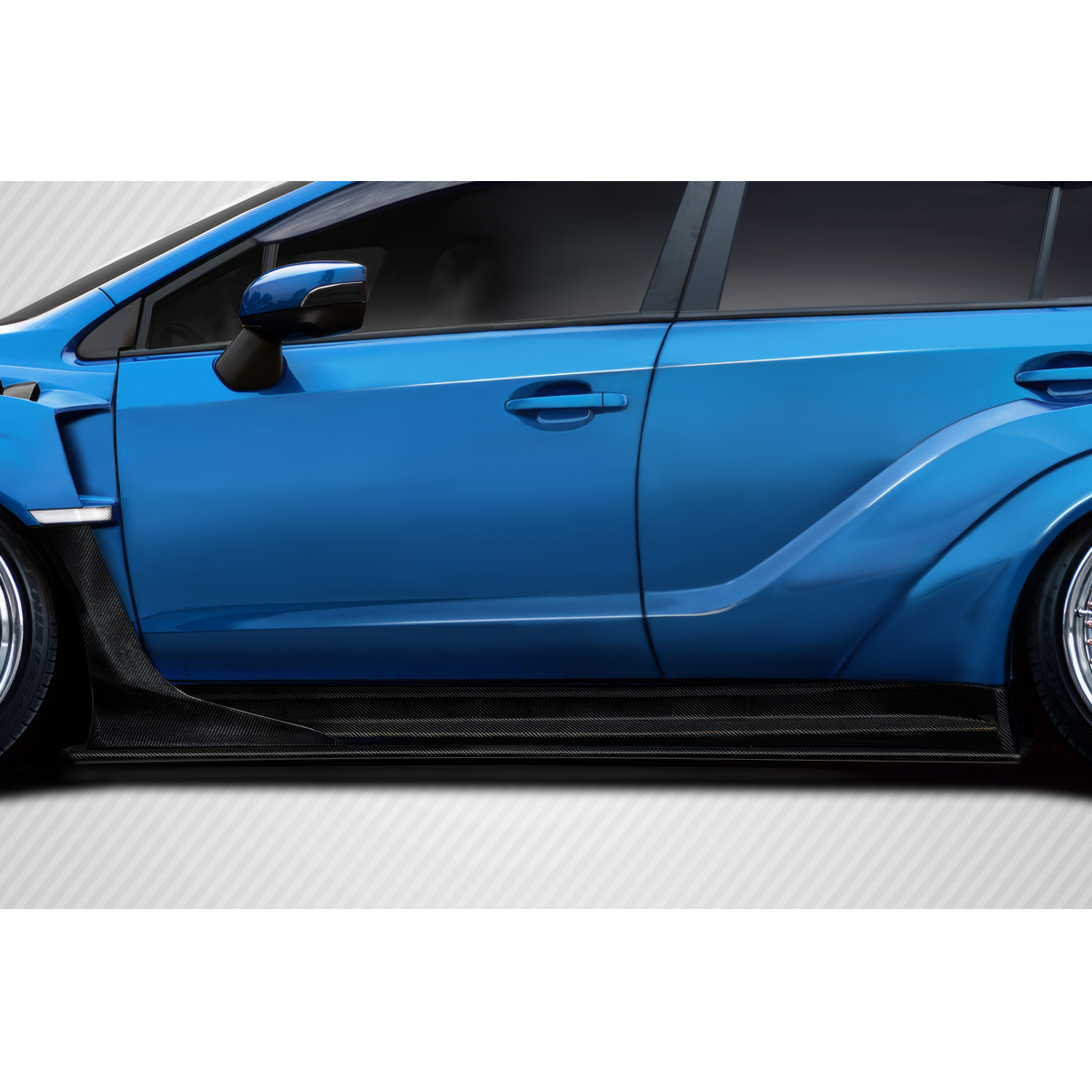 Modify your Subaru Impreza 2015 with our Exterior/Side Skirts - Side angle view of side skirt on blue Subaru