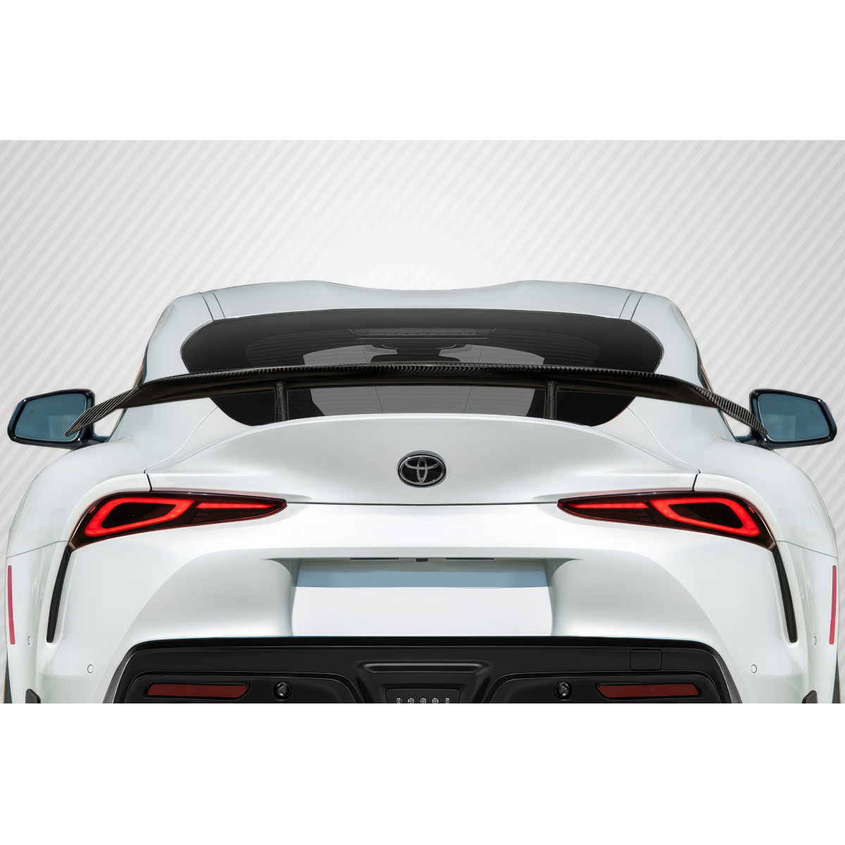 Modify your Toyota Supra 2019 with our Exterior/Wings - View from rear angle of car showcasing rear wing