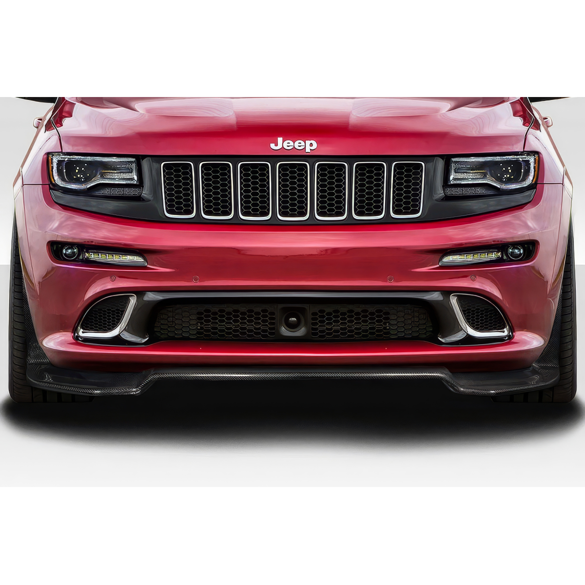 Modify your Jeep Cherokee 2012 with our Exterior/Front Lips - Front view of the vehicle at a straight angle