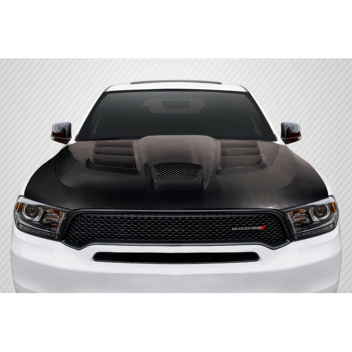 Modify your Dodge Durango 2011 with our Exterior/Hoods - Top view of the hood at a straight angle