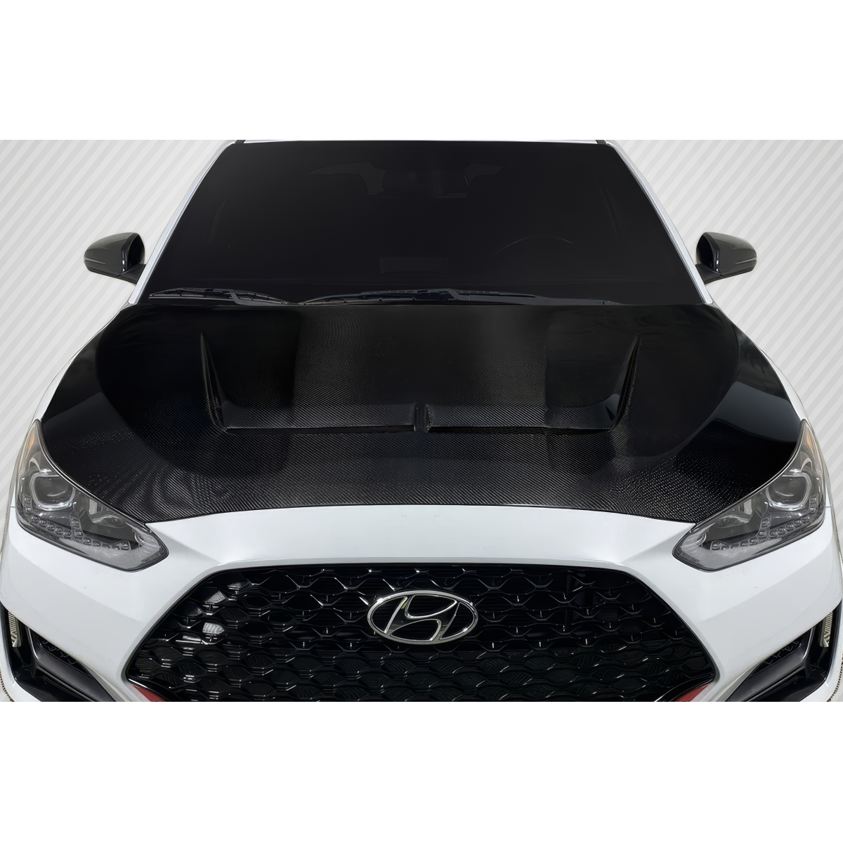 Modify your Hyundai Veloster 2019 with our Exterior/Hoods - Top down view of hood at a straight angle