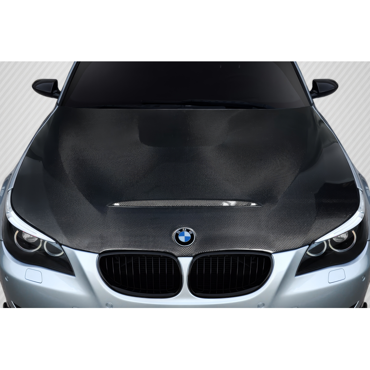 Modify your BMW 5-Series 2004 with our Exterior/Hoods - Top view of the hood at a straight angle