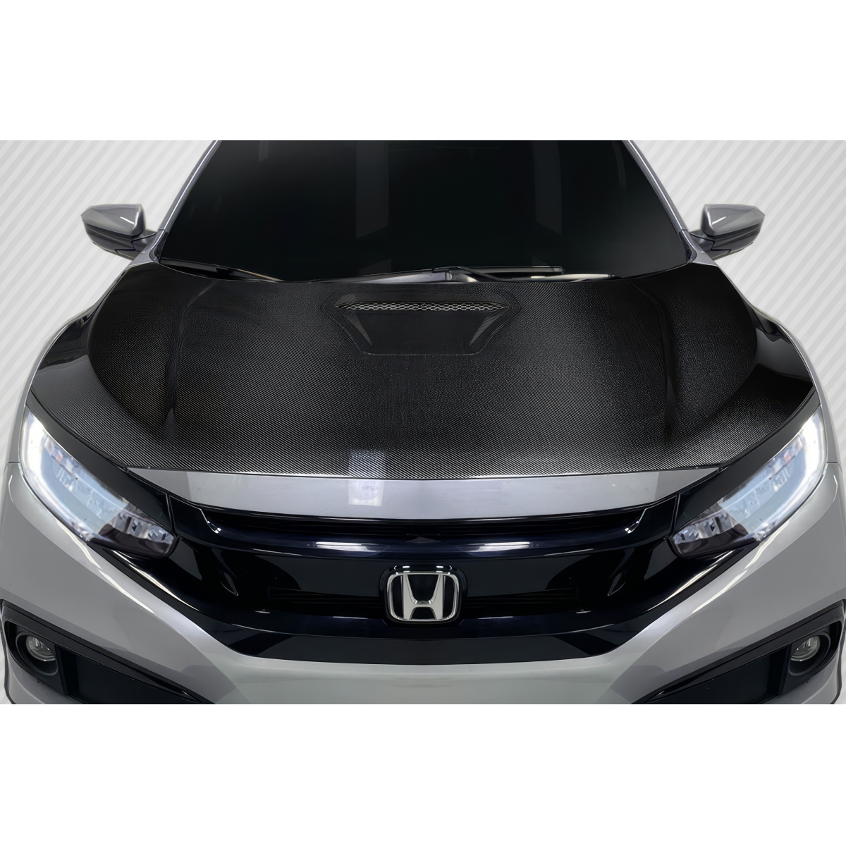 Modify your Honda Civic 2016 with our Exterior/Hoods - Front view of the hood at a high angle