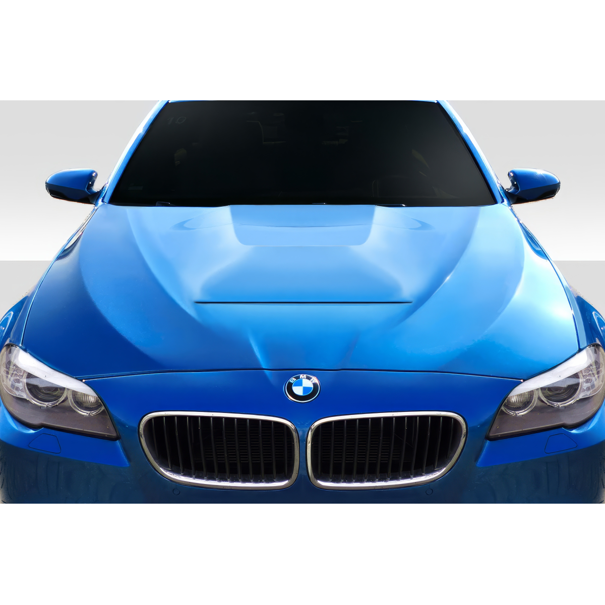 Modify your BMW 5-Series 2011 with our Exterior/Hoods - Front view of vehicle part at a slight angle