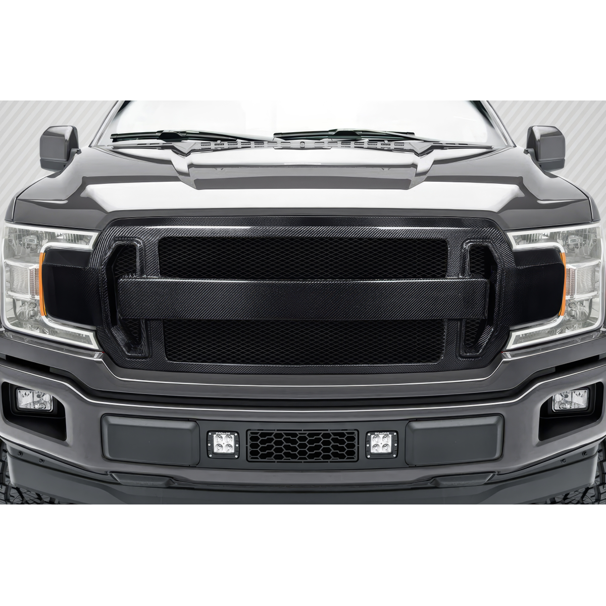 Modify your Ford F-150 2018 with our Exterior/Grilles - Front view of the grille at eye level