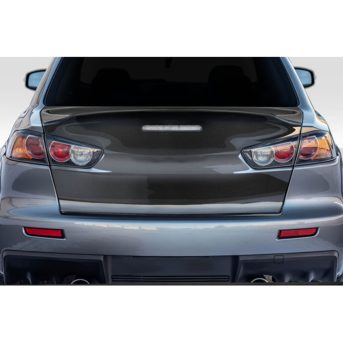 Modify your Mitsubishi Evolution 2008 with our Exterior/Trunks - Rear view of trunk from a low angle