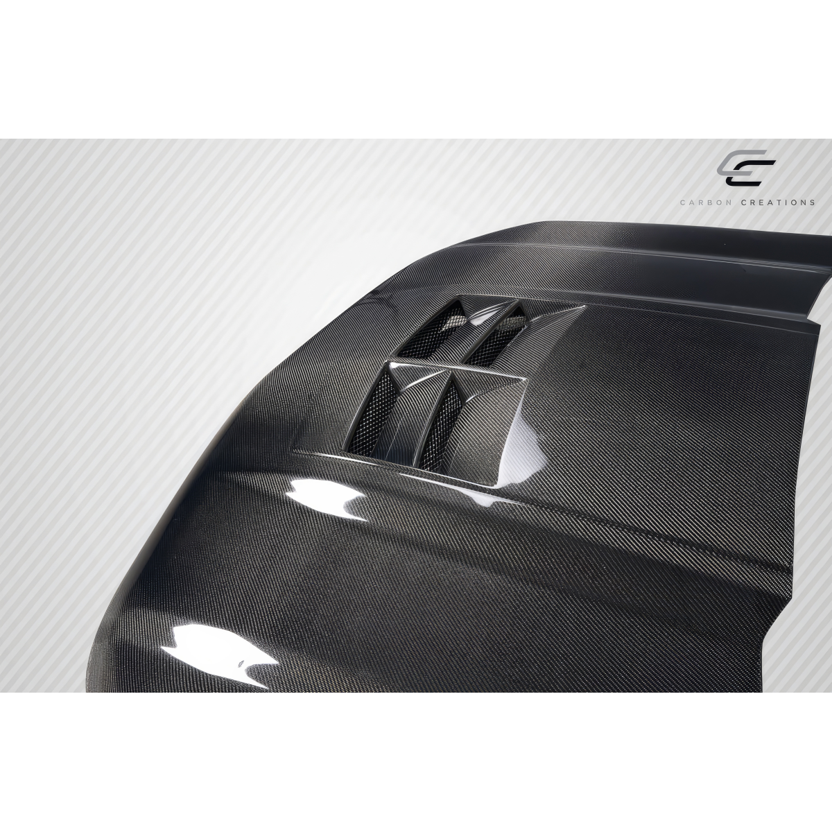 Modify your Chevrolet Silverado 1500 2019 with our Exterior/Hoods - Angled view of carbon fiber hood part