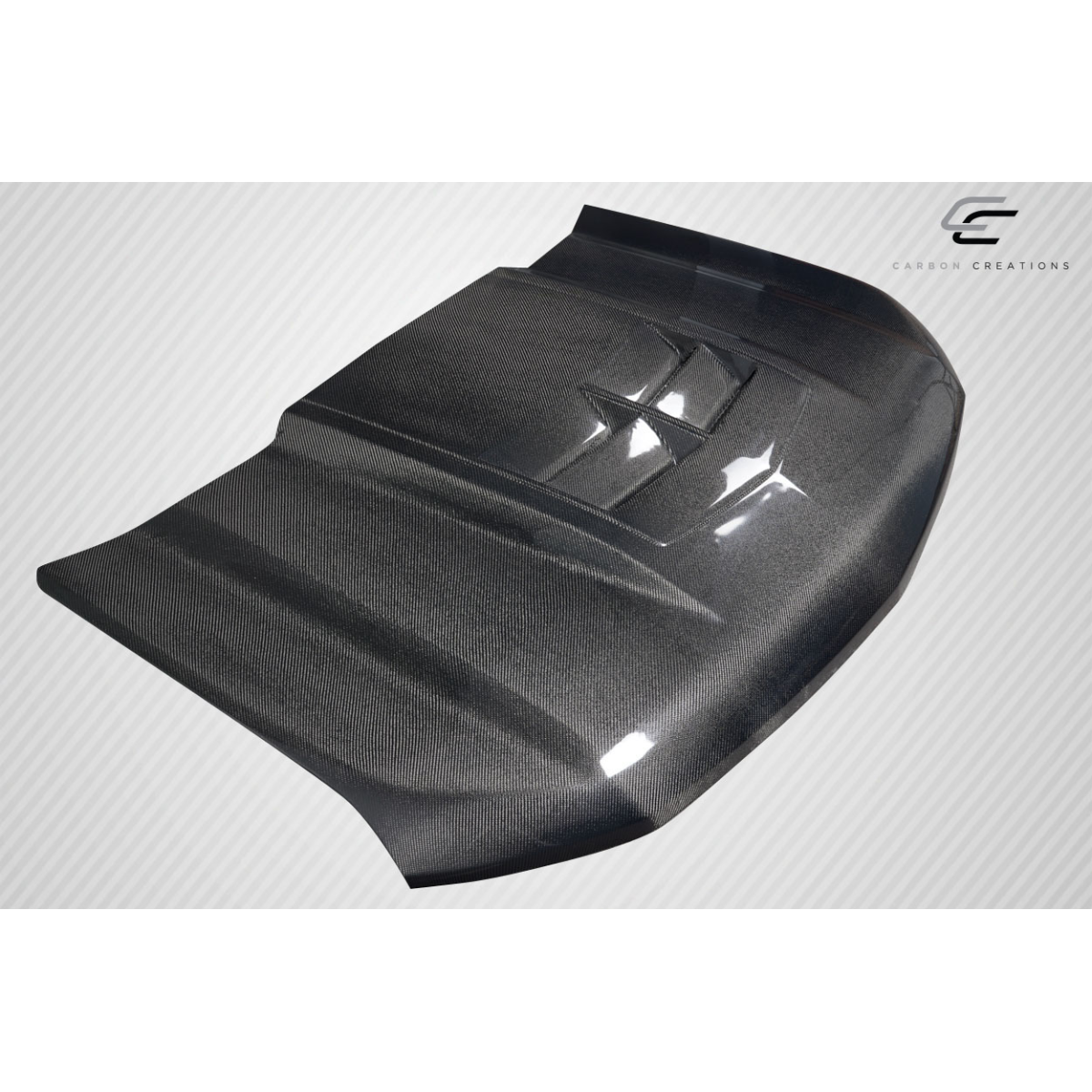 Modify your Chevrolet Silverado 1500 2019 with our Exterior/Hoods - Front view angle of carbon fiber hood