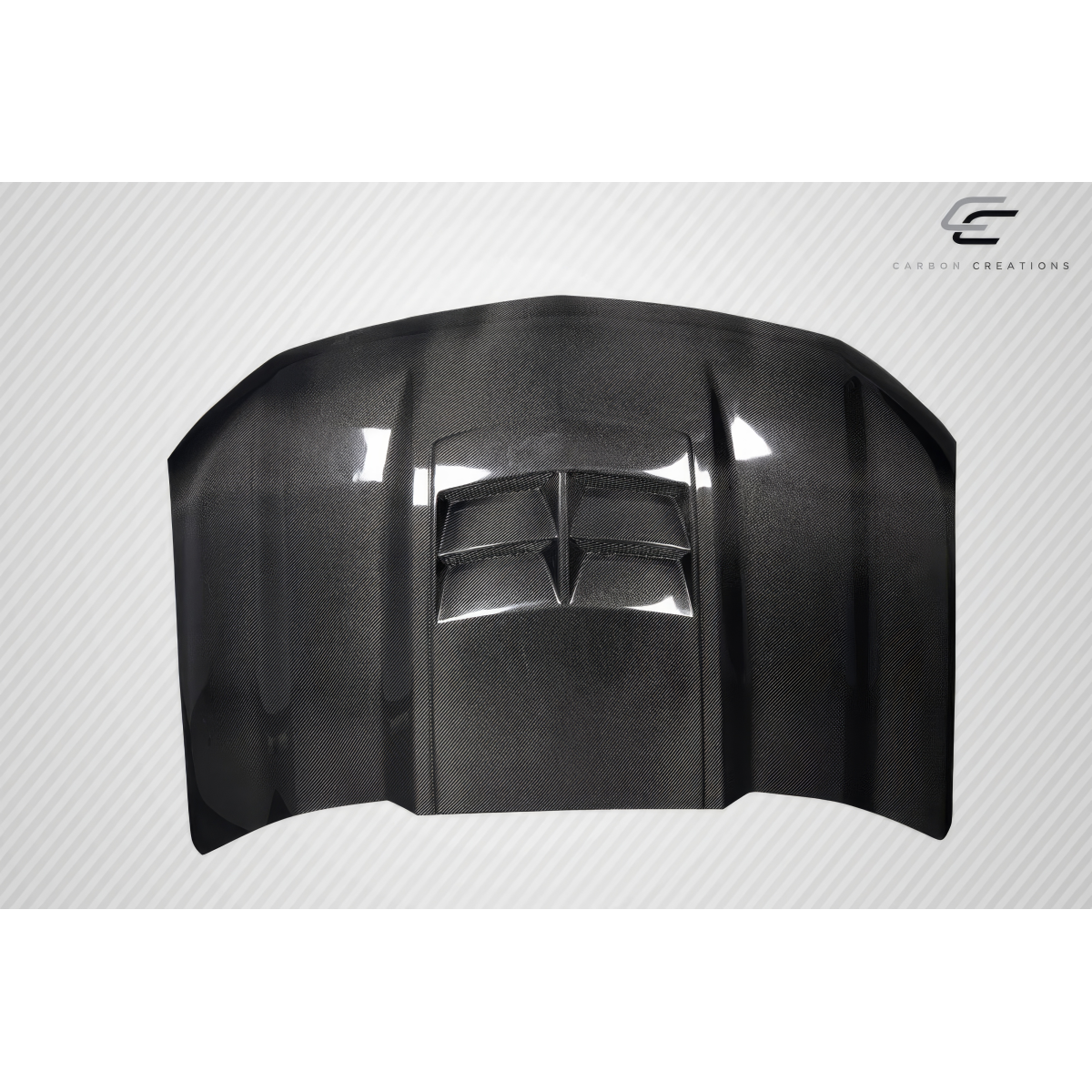 Modify your Chevrolet Silverado 1500 2019 with our Exterior/Hoods - Front view of a carbon fiber hood