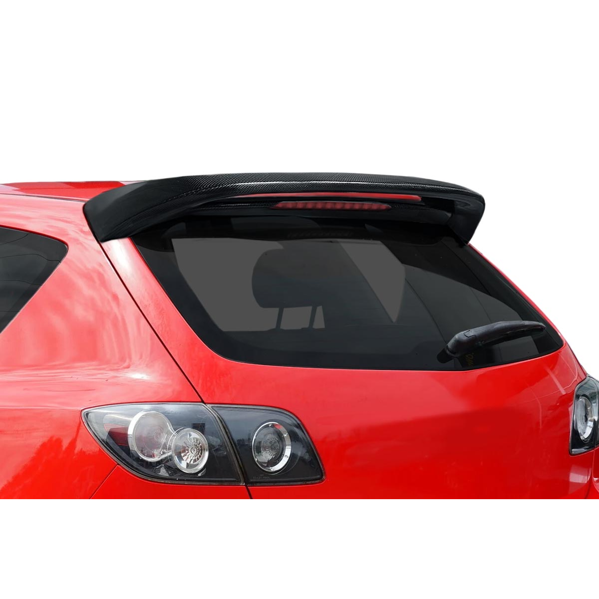 Modify your Mazda 3 2010 with our Exterior/Wings - Back angle view of rear wing spoiler on Mazda 3