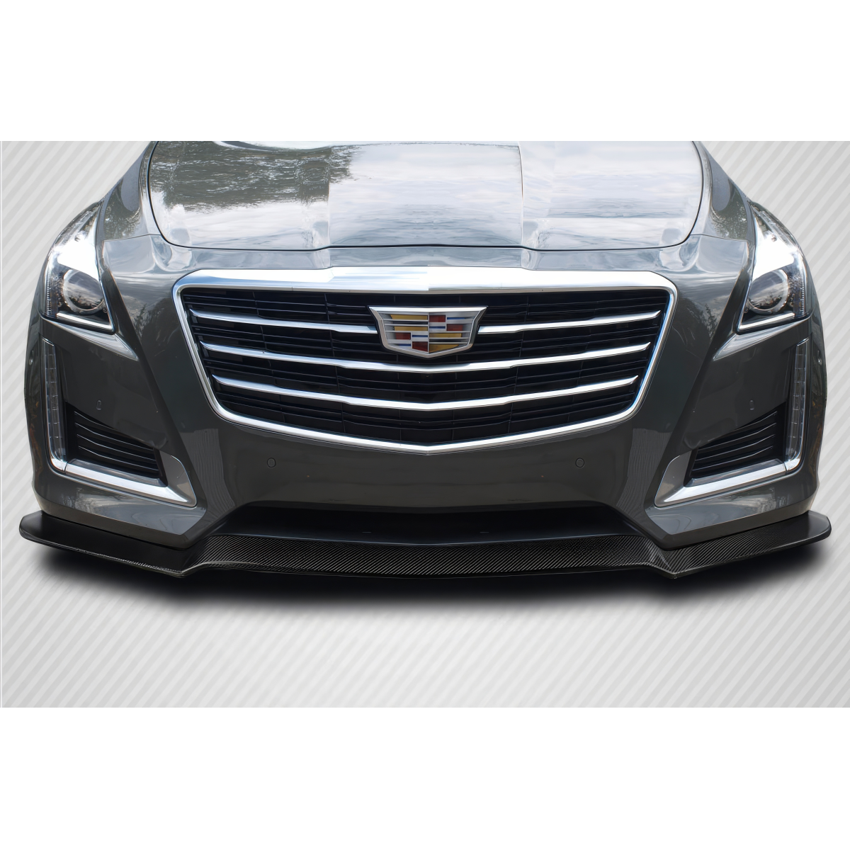 Modify your Cadillac CTS 2014 with our Exterior/Front Bumpers or Lips - Front view of a Cadillac CTS with a spoiler