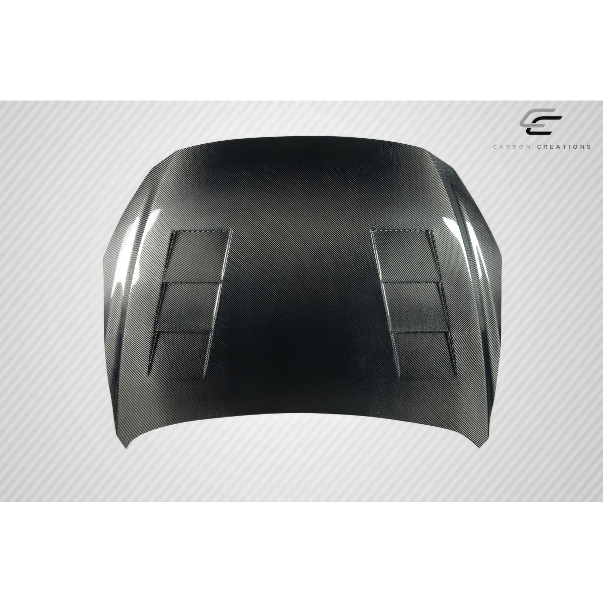 Modify your Mazda 3 2014 with our Exterior/Hoods - Top down view of carbon fiber hood part