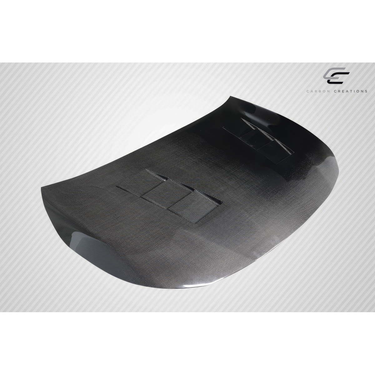 Modify your Toyota Corolla 2019 with our Exterior/Hoods - Angled view of carbon fiber hood part