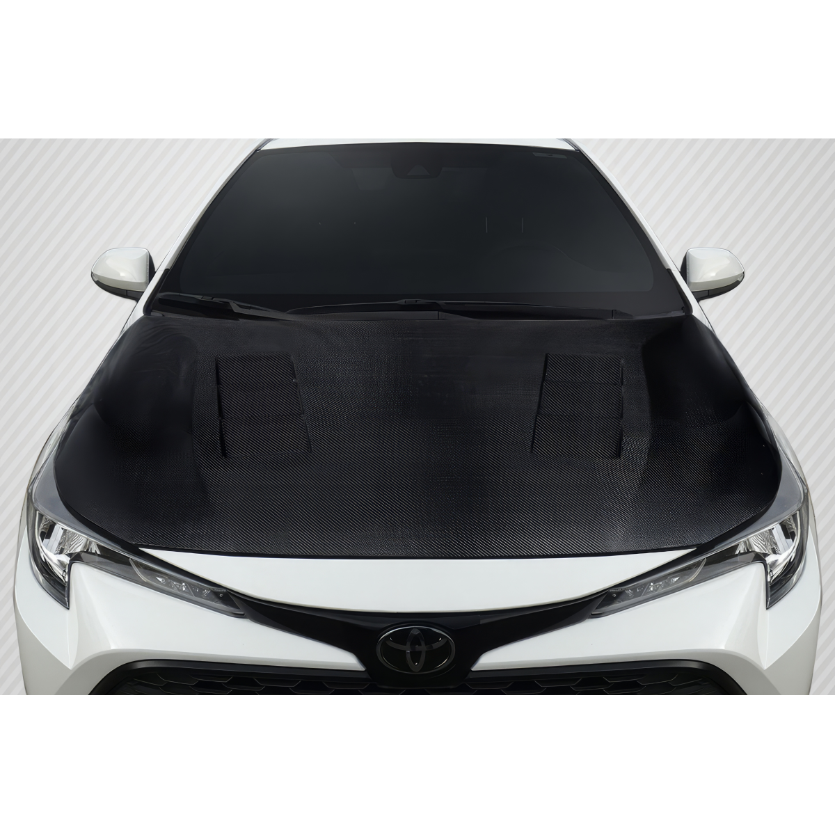 Modify your Toyota Corolla 2019 with our Exterior/Hoods - Viewed from the front at a slight angle