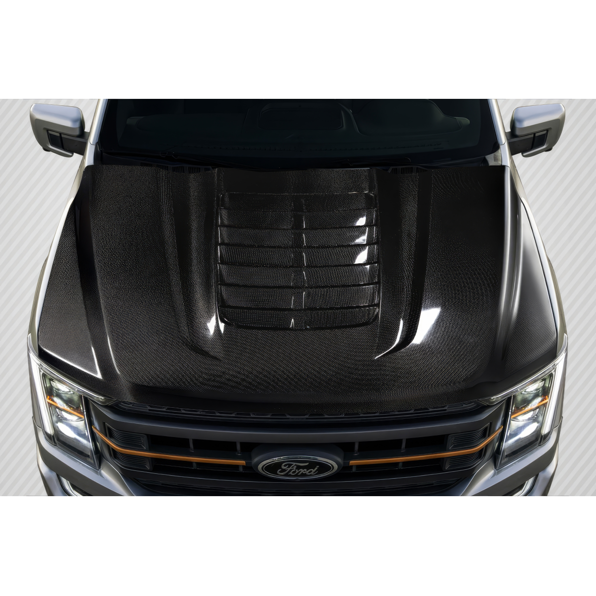 Modify your Ford F-250 Super Duty 2017 with our Exterior/Hoods - Top down view of carbon fiber hood part