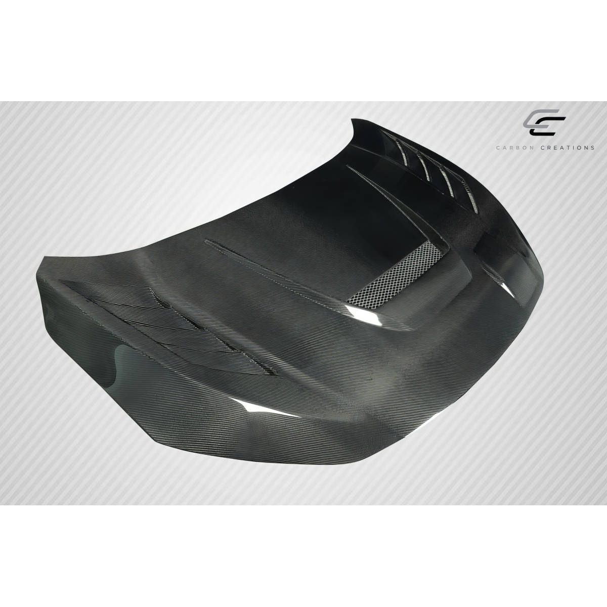 Modify your Honda Civic 2016 with our Exterior/Hoods - Angled view showcasing the carbon hood design