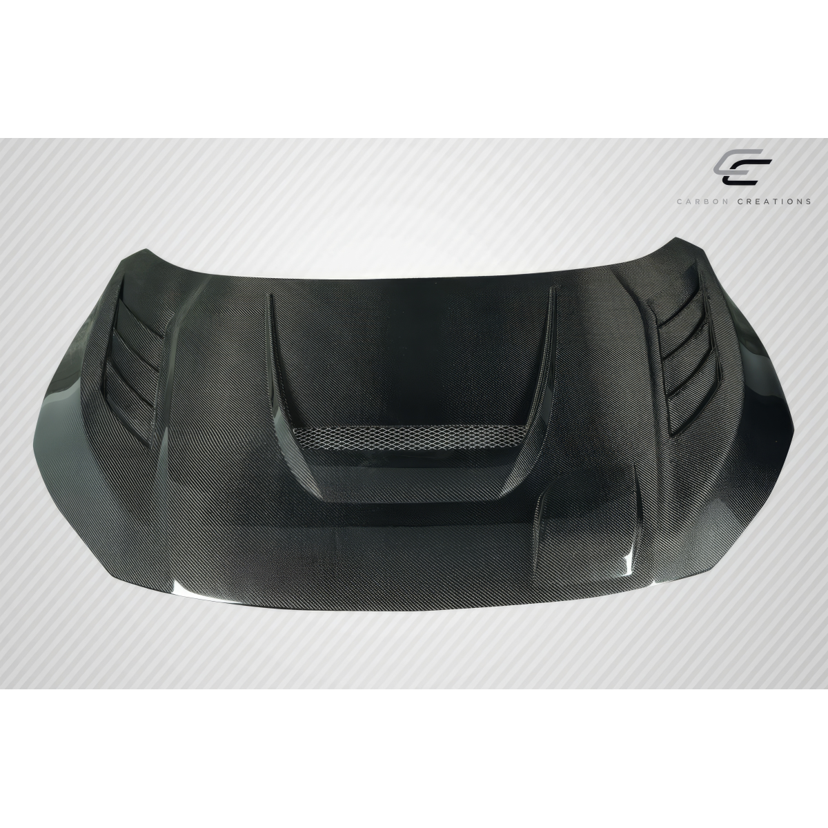 Modify your Honda Civic 2016 with our Exterior/Hoods - Front view of carbon fiber hood at slight angle