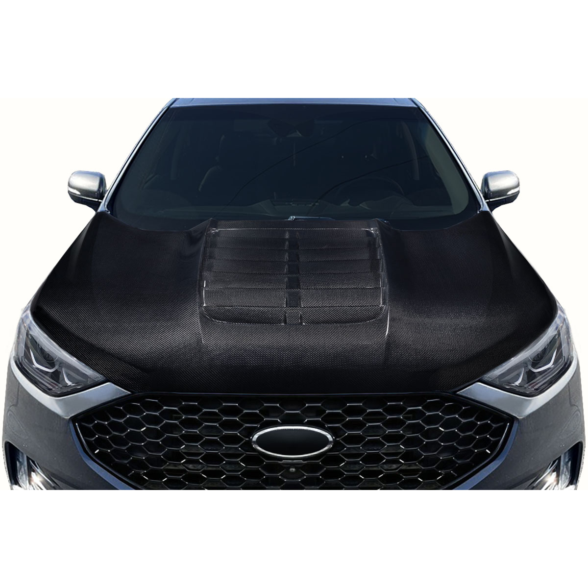 Modify your Ford Edge 2019 with our Exterior/Hoods - Top down view of a car hood at slight angle