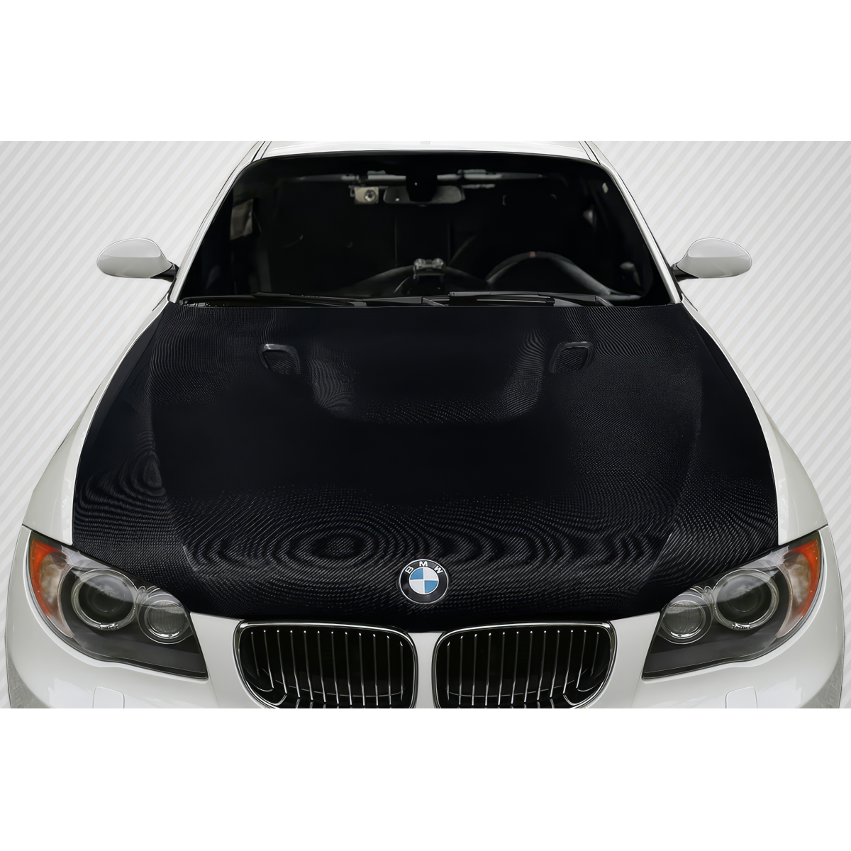 Modify your BMW 1-Series 2008 with our Exterior/Hoods - Top down view of hood on a BMW 1 Series