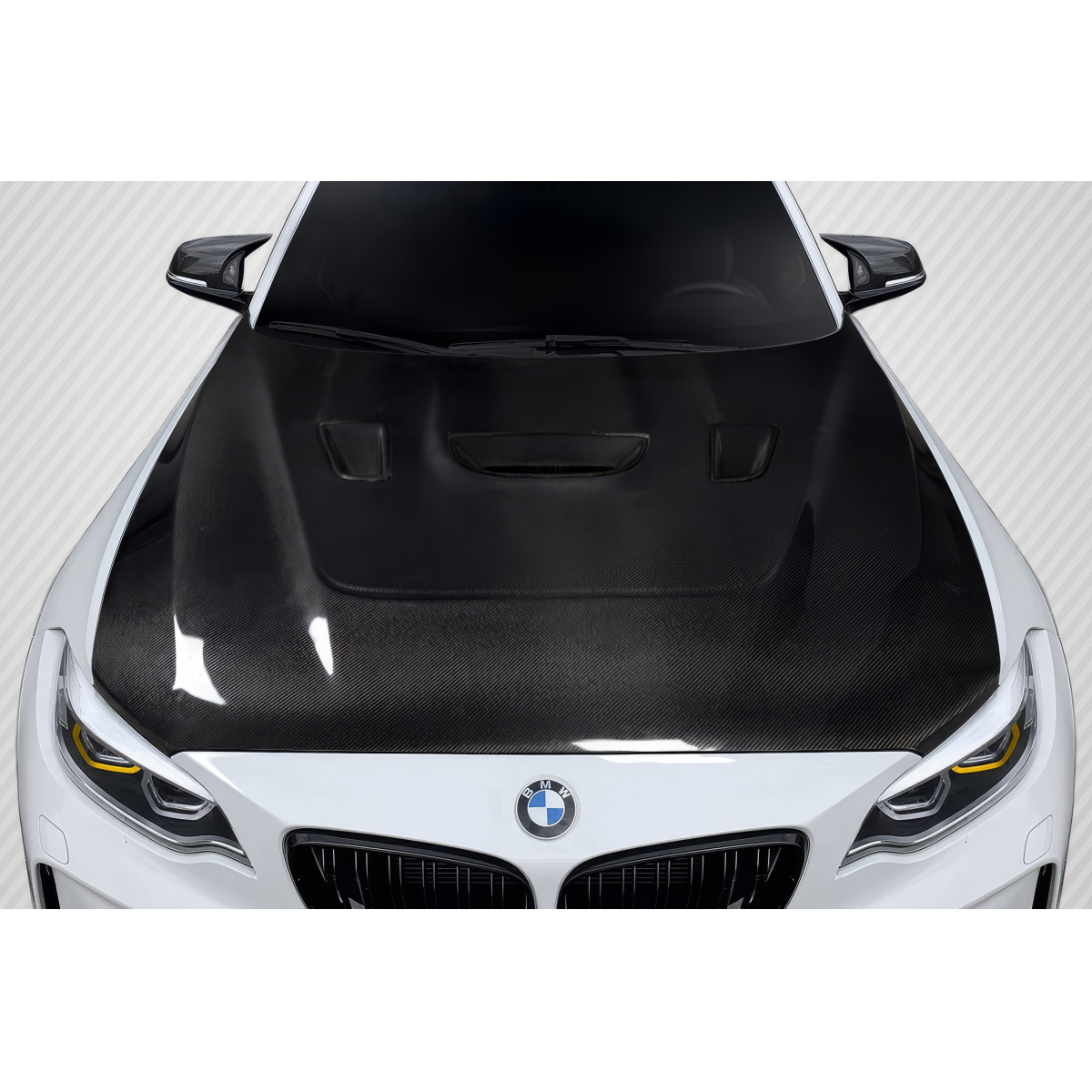 Modify your BMW 2-Series 2014 with our Exterior/Hoods - Top down view of hood at a slight angle