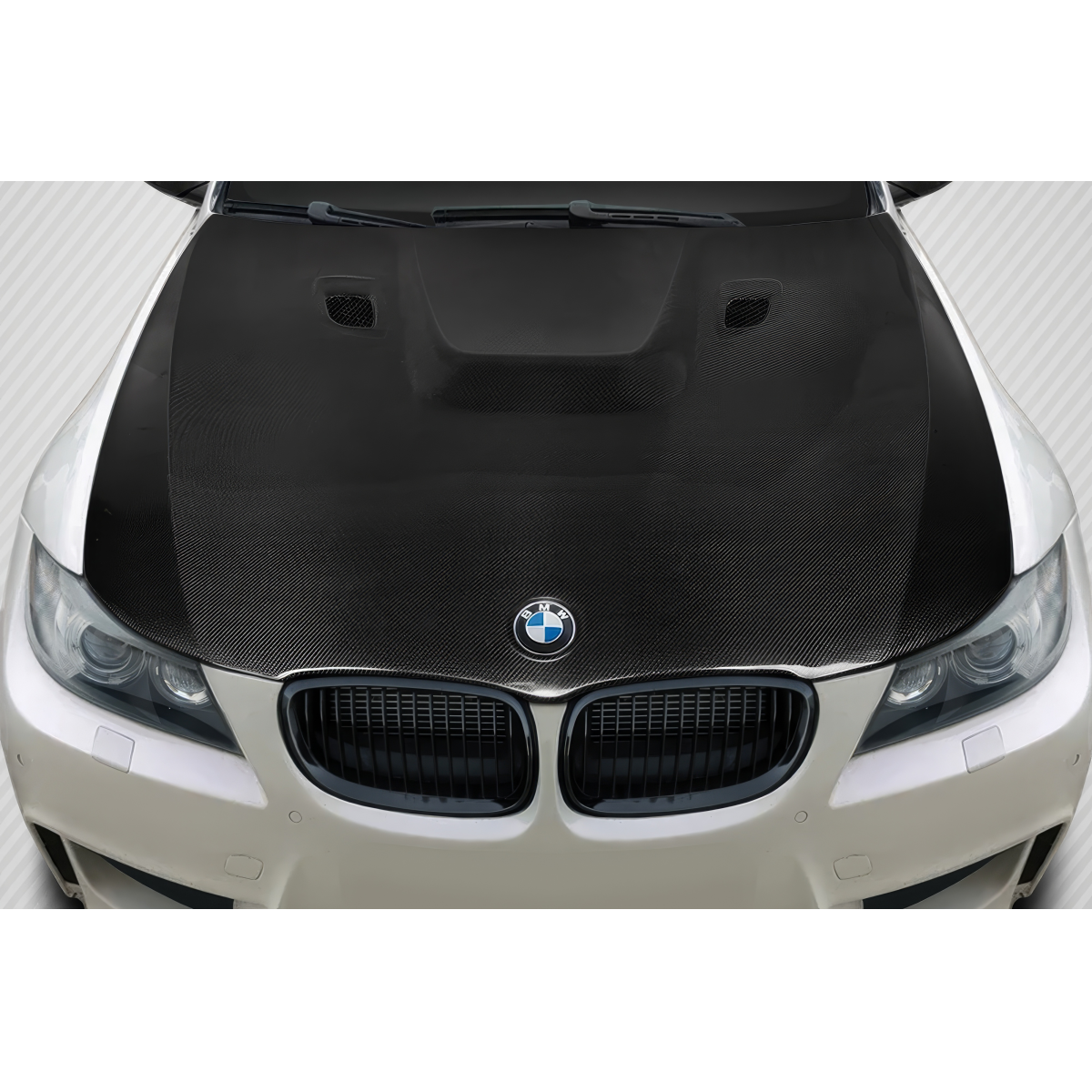 Modify your BMW 3-Series 2009 with our Exterior/Hoods - Top view of the carbon fiber hood on the BMW