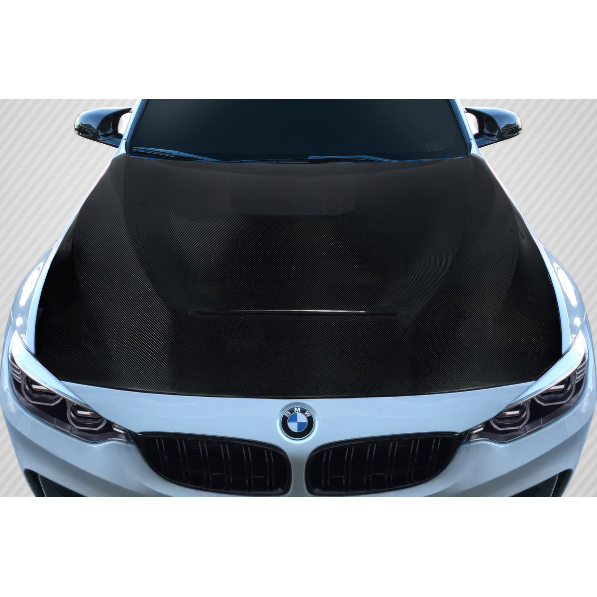 Modify your BMW M3 2014 with our Exterior/Hoods - Top view of carbon fiber hood on BMW M3