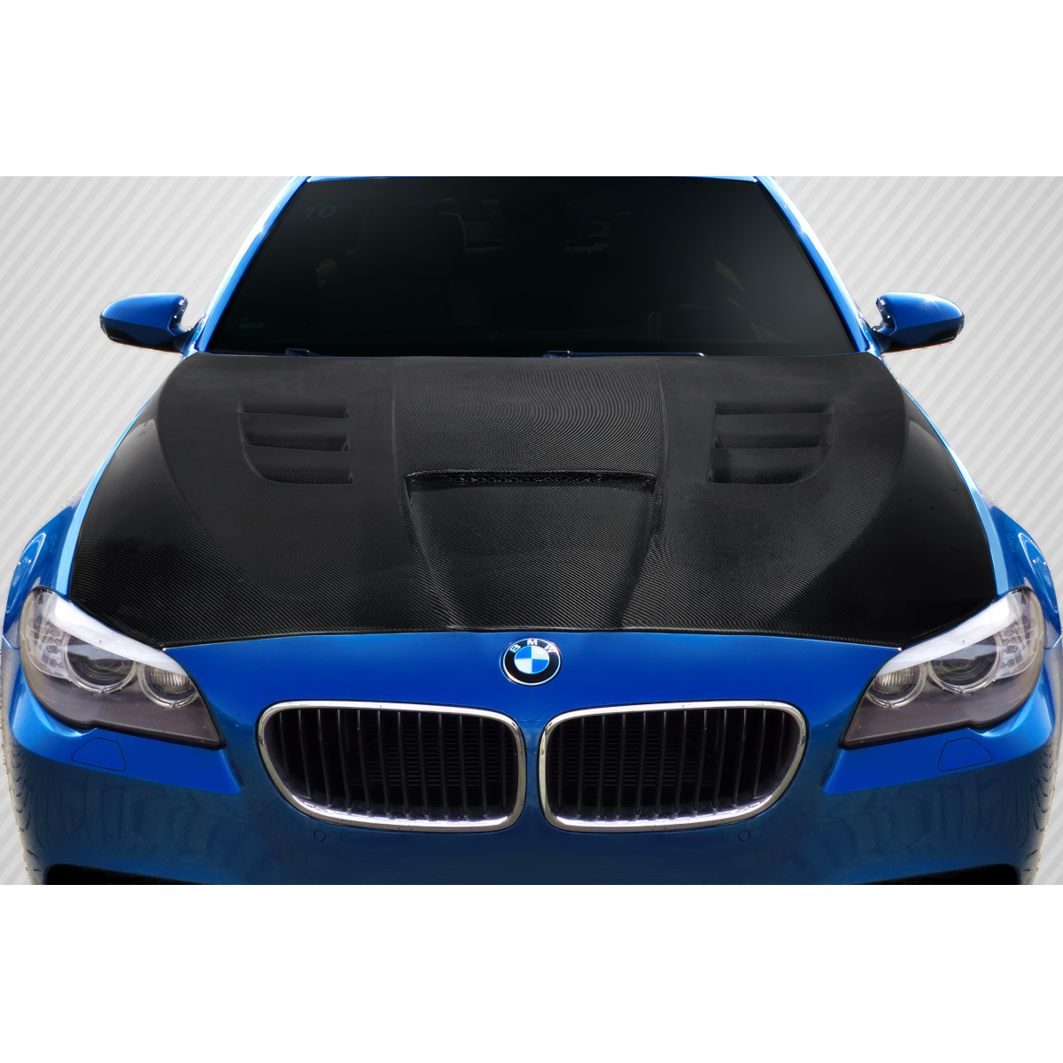 Modify your BMW 5-Series 2011 with our Exterior/Hoods - Front view of BMW 5 Series with carbon hood