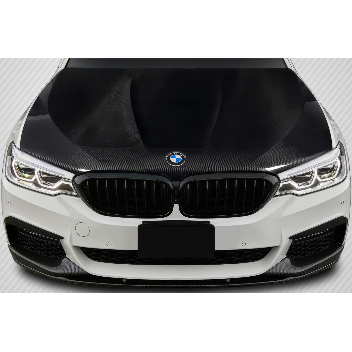 Modify your BMW 5-Series 2017 with our Exterior/Hoods - Front view looking straight at the hood