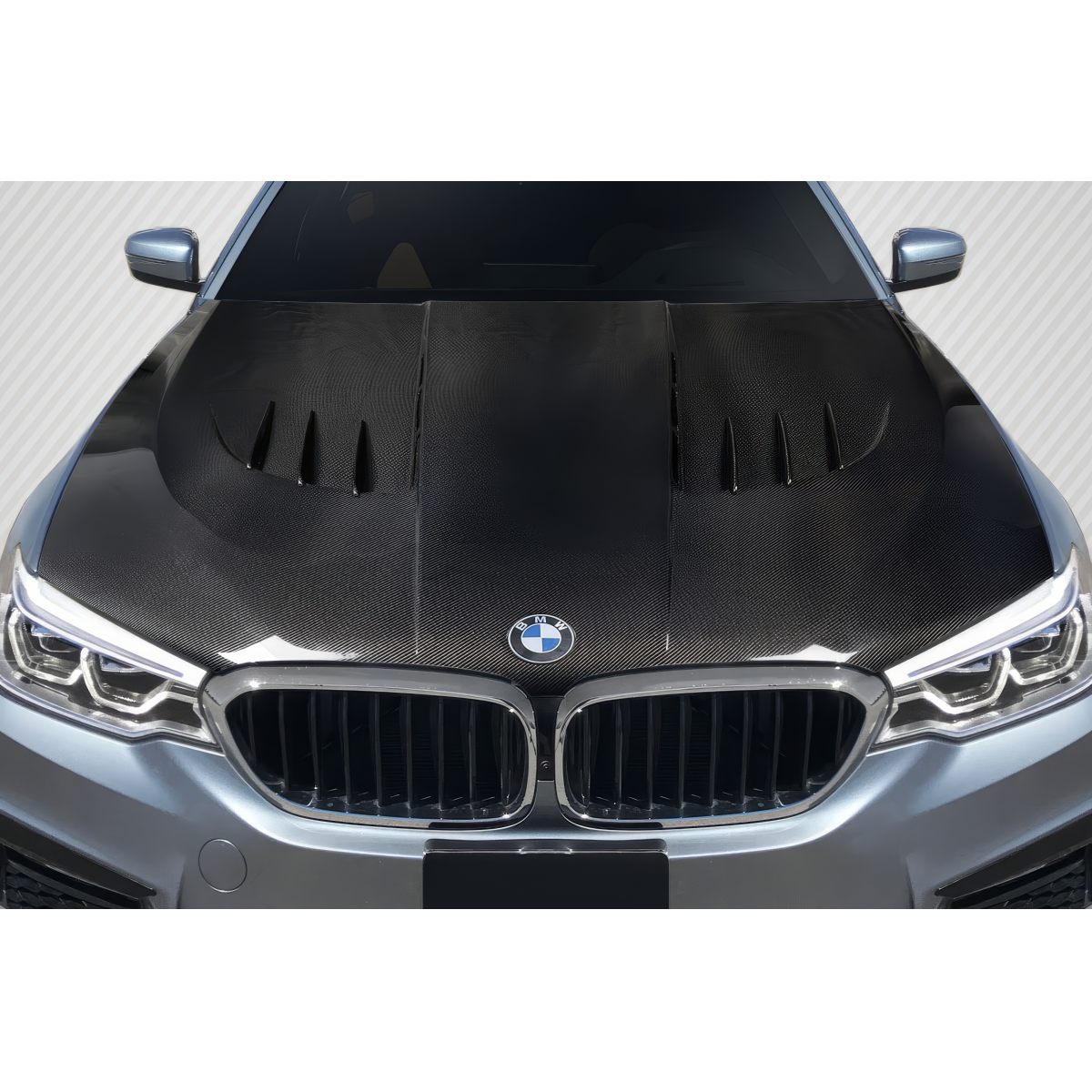 Modify your BMW 5-Series 2017 with our Exterior/Hoods - Front top view of carbon fiber hood